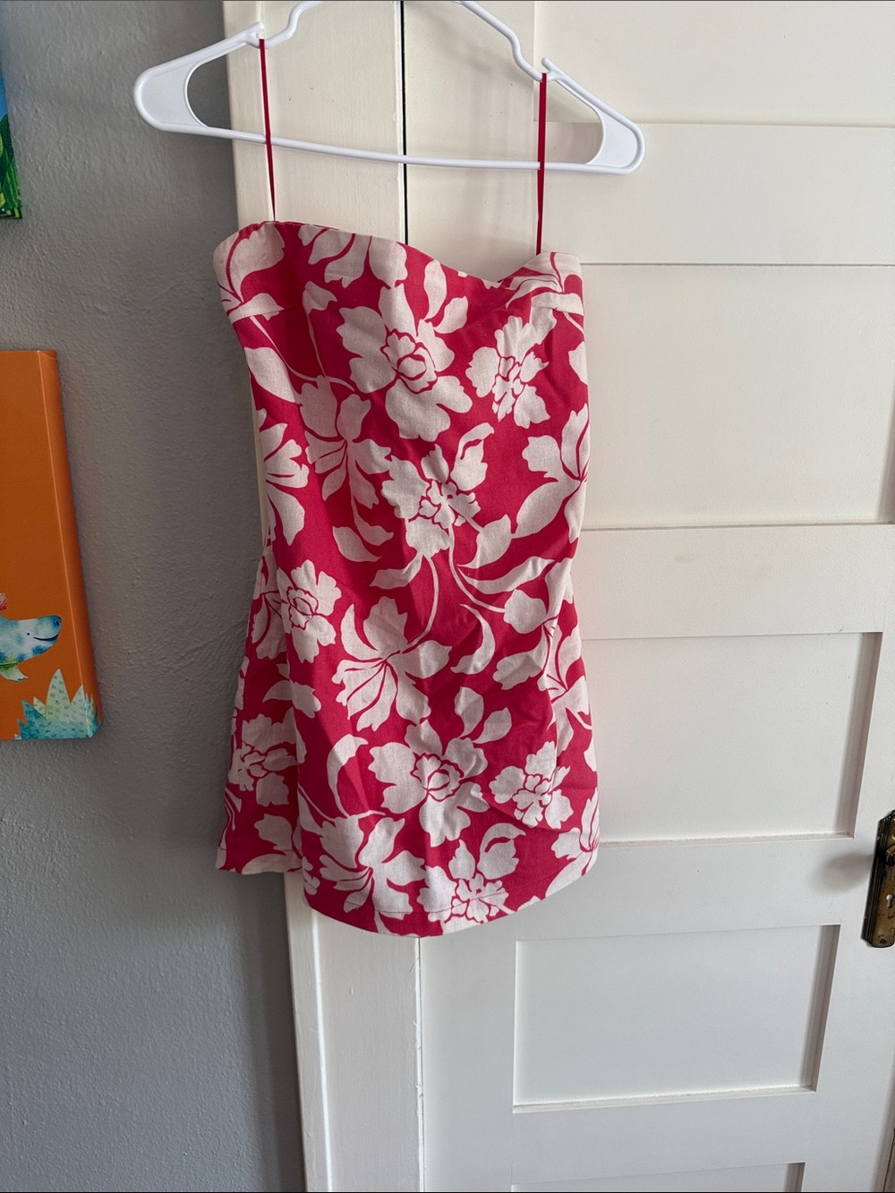 Altar'd State Pink & White Floral Strapless Sundress